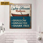 Metal Sign- Lake House Restroom Shallow Unsalted Shark Free Rectangle Metal Sign Custom Name