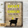 Metal Sign- Old Goat Cute Chick Live Here Cute Custom Name Rectangle Metal Sign
