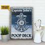 Metal Sign- Sailor Navy Captain Beach Poop Deck Blue Rectangle Metal Sign Custom Name