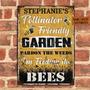 Metal Sign- Yellow Theme Bee Garden Pollinator Friendly Custom Name Rectangle Metal Sign