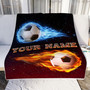 Personalized Soccer Throw Blanket, Custom Blankets with Name, Customized Gifts To My Grandson Blankets, Soccer Customized Name