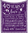 40th Anniversary Wedding Gifts Blanket - 40 Years of Marriage Gifts Idea, Wedding, Birthday, Romantic Gift for Couple Her/Him Throw Blankets