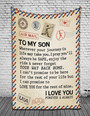 Baseball To My Son I Love You Letter Blanket Gift for Son, Gift For Baseball Lovers Birthday Gift Home Decor
