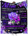 Blanket for Mom - Blanket Mother Day's to My Mom - Pink Butterfly and Violet Rose Blanket for Mom from Son
