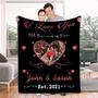 Custom Anniversary Blanket with Name Picture & Date Custom Blanket for Couple, Wedding Anniversary, Valentine, Birthday