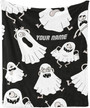 Custom Blanket with Name Text,Personalized Halloween with White Ghosts Super Soft Fleece Throw Blanket for Couch Sofa Bed