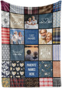Gift for Parents Anniversary Ideas, Personalized Throw Blanket Photo Collage Pattern Children, Christmas or Birthday Present Idea for Dad and Mom