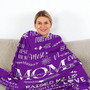Mom Blanket, I Love You Mom Blanket Gifts for Mom, Mom Blanket Gifts from Daughter Son for Mother’s Day, Purple Blanket for Mom