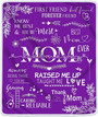 Mom Blanket, I Love You Mom Blanket Gifts for Mom, Mom Blanket Gifts from Daughter Son for Mother’s Day, Purple Blanket for Mom