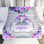 Personalized Baby Blanket Monogram Purple Floral Elephant Custom Nursery Swadding Boy Girl with Name Daughter Granddaughter Niece Birthday Fleece Blanket