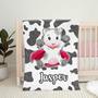 Personalized Baby Blankets for Girls Boys, Custom Cow Print Blanket for Baby Kids, Customized Cow Blanket with Name Super Soft