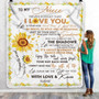 Personalized To My Niece Blanket From Aunt Auntie Uncle I Love You White Sunflower Niece Birthday Christmas Thanksgiving Graduation Customized Fleece Blanket