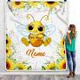 Personalized Sunflower Bee Baby Blanket with Custom Name for Girls Baby Newborn Children Kids Daughter Granddaughter Niece
