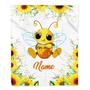 Personalized Sunflower Bee Baby Blanket with Custom Name for Girls Baby Newborn Children Kids Daughter Granddaughter Niece