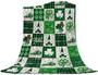 St. Patrick's Day Shamrock Fleece Throw Blankets Lucky Clover Gnome Truck Green Plaid Blanket