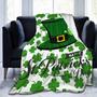 St Patrick's Day Shamrock Leprechaun Fleece Blanket