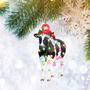 Dairy Cow Christmas Santa Hat Ornament, Farm Animal Lover Gifts, Christmas Tree Ornament, Home Decor Plastic Ornament