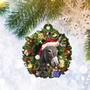 Donkey Christmas Wreath Ornament Flat 2D, Farm Animal Lover Gifts, Christmas Tree Ornament, Home Decor Plastic Ornament
