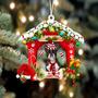 Ornament- Boston terrier-Christmas House Two Sided Ornament, Happy Christmas Ornament, Car Ornament