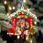 Ornament- Dachshund 14-Christmas House Two Sided Ornament, Happy Christmas Ornament, Car Ornament