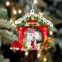 Ornament- Poodle-Christmas House Two Sided Ornament, Happy Christmas Ornament, Car Ornament