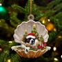 Ornament- St Bernard-Sleeping Pearl in Christmas Two Sided Ornament, Happy Christmas Ornament, Car Ornament