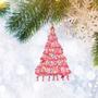 Pink Flamingo Christmas Pine Tree Flat Ornament, Animal Lover Gifts, Christmas Tree Ornament, Home Decor