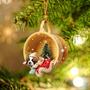 St. Bernard Sleeping in a tiny cup Christmas Holiday-Two Sided Ornament, Christmas Ornament, Car Ornament