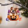 English Bulldog-Gnomes Pumpkins Hanging Ornament
