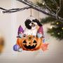 Shih Tzu (Black & White)-Gnomes Pumpkins Hanging Ornament