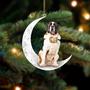St Bernard 2-Sit On The Moon-Two Sided Ornament