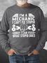 Men's I Am Mechanic I Can't Fix Stupid But I Can Fix What Stupid Does Funny Graphics Print Text Letters Loose Casual Crew Neck Sweatshirt