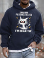 Mens I Had My Patience Tested I Am Negative Funny Bang Pussy Graphics Printed Hoodie Loose Casual Text Letters Sweatshirt