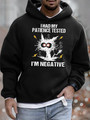 Mens I Had My Patience Tested I Am Negative Funny Bang Pussy Graphics Printed Hoodie Loose Casual Text Letters Sweatshirt