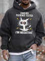 Mens I Had My Patience Tested I Am Negative Funny Bang Pussy Graphics Printed Hoodie Loose Casual Text Letters Sweatshirt