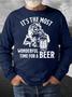 Men’s It’s The Most Wonderful Time For A Beer Merry Christmas Crew Neck Casual Christmas Sweatshirt