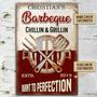 Backyard BBQ Sign, Personalized BBQ Grilling Burn To Perfection, Grill Master Gift, Kitchen Decor, BBQ Signs Customized Classic Metal Signs