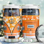 Orange Hibiscus Hippie Van Personalized Stainless Steel Tumbler 20Oz