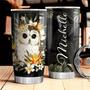 Personalized Cute Owl And Flowers Stainless Steel Tumbler, Custom Owl Lovers Stainless Steel Tumbler 20Oz