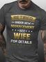 Men's Funny Word Retired Wife Casual Loose Crew Neck T-shirt