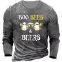 Men's T Shirt Tee Letter Ghost Graphic Prints Crew Neck Wine Green Purple Army Green Navy Blue 3d Print Outdoor Street Long Sleeve Print Clothing Apparel Basic Sports Designer Casual