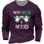 Men's T Shirt Tee Letter Ghost Graphic Prints Crew Neck Wine Green Purple Army Green Navy Blue 3d Print Outdoor Street Long Sleeve Print Clothing Apparel Basic Sports Designer Casual