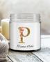 Personalized initial "P" monogram candle| candle for mom, sister bestie bridesmaid| scented candle gift| custom gold initial candle letter P Soy Wax Candle Jar 9oz