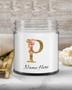 Personalized initial "P" monogram candle| candle for mom, sister bestie bridesmaid| scented candle gift| custom gold initial candle letter P Soy Wax Candle Jar 9oz