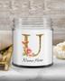 Personalized initial "U" monogram candle| candle for mom, sister bestie bridesmaid| scented candle gift| custom gold initial candle letter U Soy Wax Candle Jar 9oz