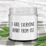 Best Friend Gift, I Hate Everyone Apart From Us, Friendship Candle, Funny Friend Gift, Bestie Gift, Gift For Friend, Birthday Christmas Gift