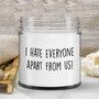 Best Friend Gift, I Hate Everyone Apart From Us, Friendship Candle, Funny Friend Gift, Bestie Gift, Gift For Friend, Birthday Christmas Gift