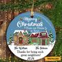 Merry Christmas From our House to Yours Personalized Circle Ornaments, Holiday Decoration Gift, Housewarming Gift, Neighbor Gift