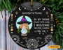 Personalized Custom Witch Home Circle Ornament, Gift Idea For Halloween, In My Home Filled With Care I Welcome Water, Earth, Fire, Air