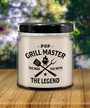 Pop Grillmaster The Man The Myth The Legend Candle 9 oz Vanilla Scented Soy Wax Blend Candles Funny Gift